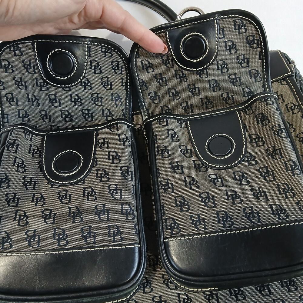 Dooney & Bourke Satchel Bag Womens Gray Black Signature Jacquard Leather EUC - Picture 5 of 15